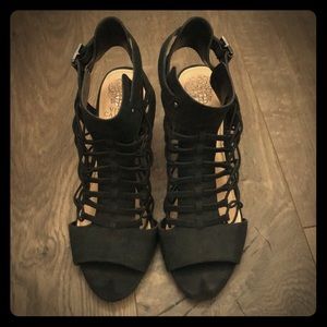 Vince Camuto Black Suede Heels 9.5